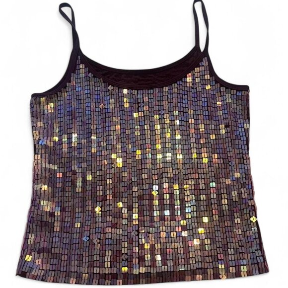 Bebe Purple Sequin Cropped Tank Top - Picture 3 of 3